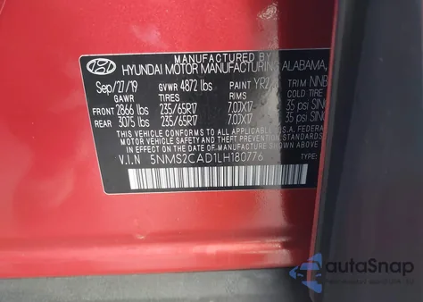 2020 Hyundai Santa Fe Se из США, поврежденный, VIN 5NMS2CAD1LH180776